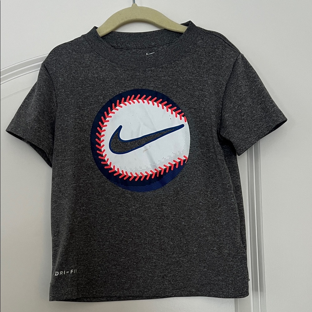 Nike | (4 / XS) Kids Dark Gray Baseball Graphic Tee Dri-Fit